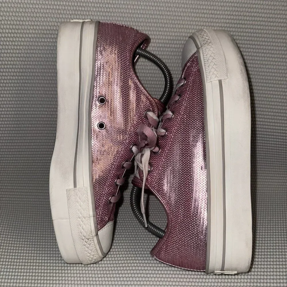 Converse Platform Low Top Sneakers in Metallic Pink - Picture 4 of 9